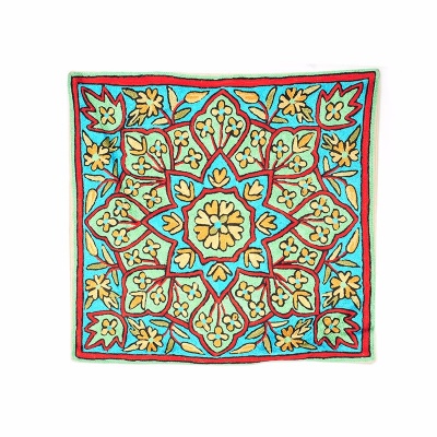 艾茜娜古绣庄印度进口KASHMIR混纺抱枕套40×40cm