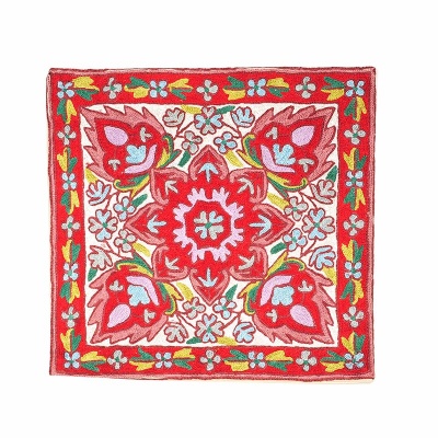 艾茜娜古绣庄印度进口KASHMIR混纺抱枕套40×40cm