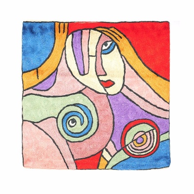 艾茜娜古绣庄印度进口KASHMIR混纺抱枕套40×40cm