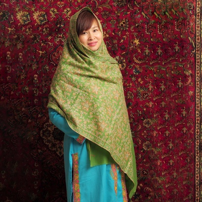 艾茜娜古绣庄KASHSIR手100%绣碎花披肩210×70cm