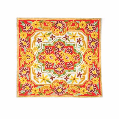 艾茜娜古绣庄印度进口KASHMIR混纺抱枕套40×40cm